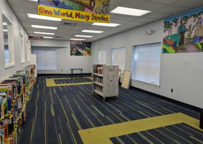 The old children's room, mostly empty except the half shelves of children's non-fiction