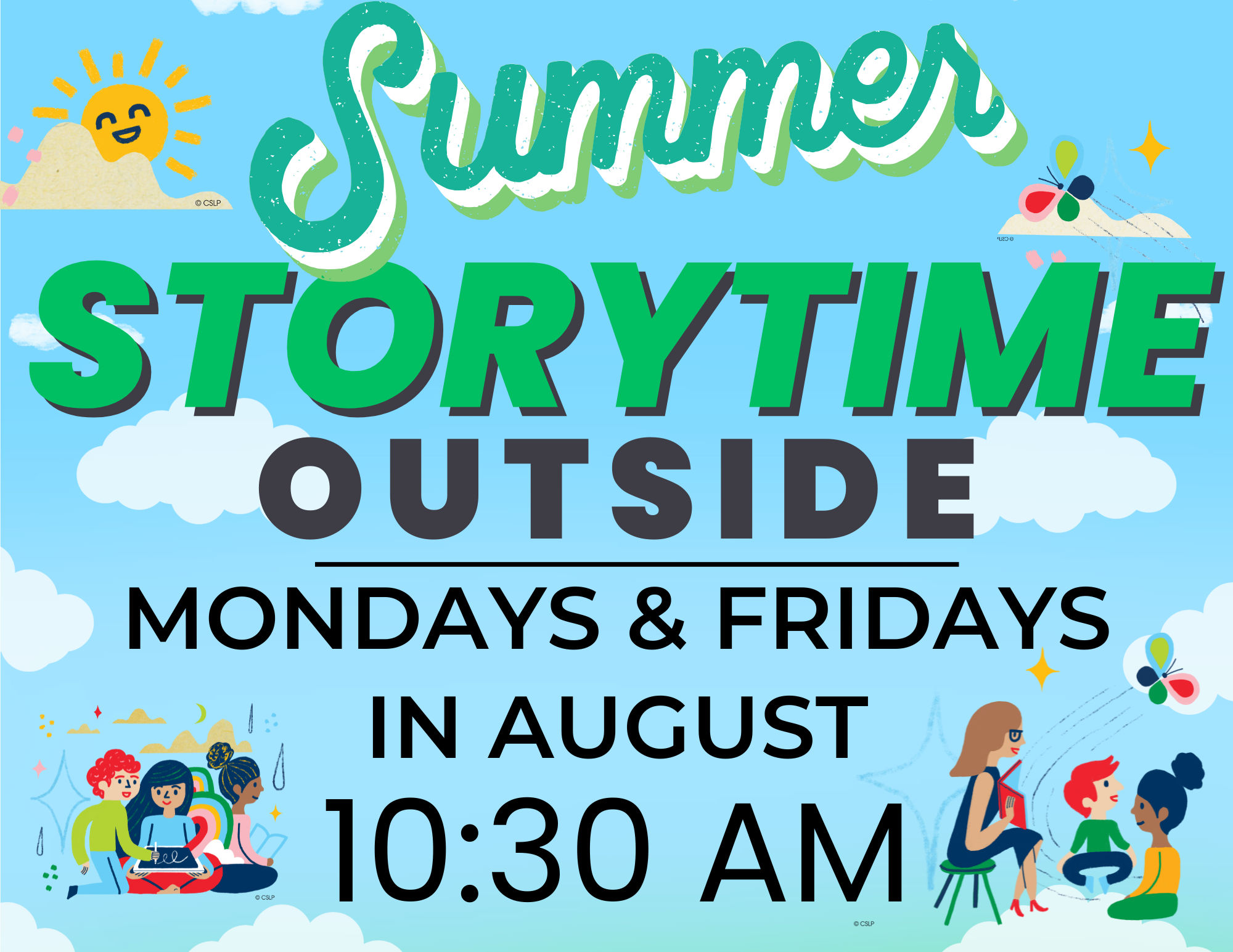 Summer Storytime Outside Mondays & Fridays in August 10:30 AM