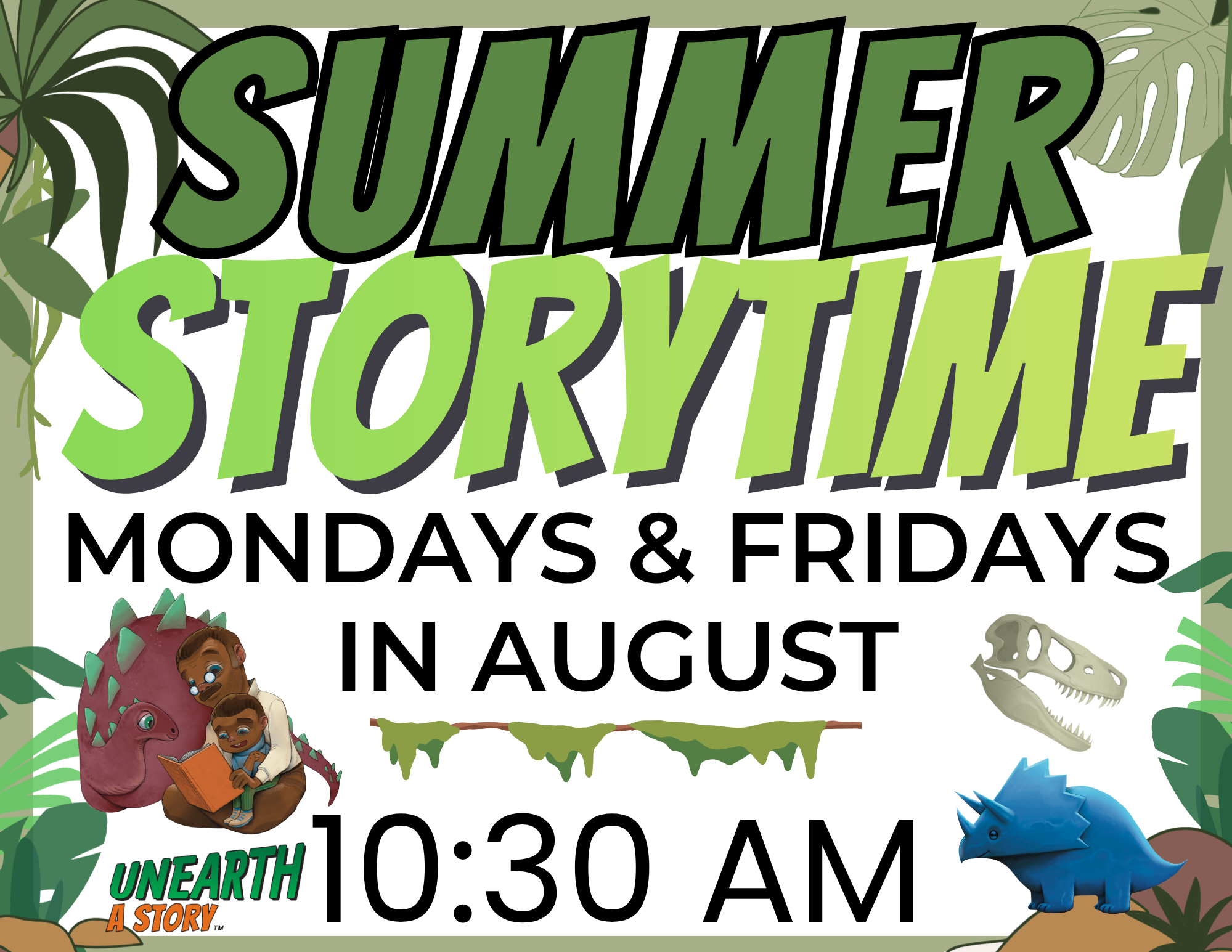 Summer Storytime 2026 (3) Summer Storytime Outside Mondays & Fridays in August 10:30 AM